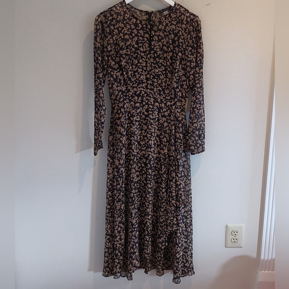 Tommy Hilfiger Black and Cream Floral Long Sleeve Dress